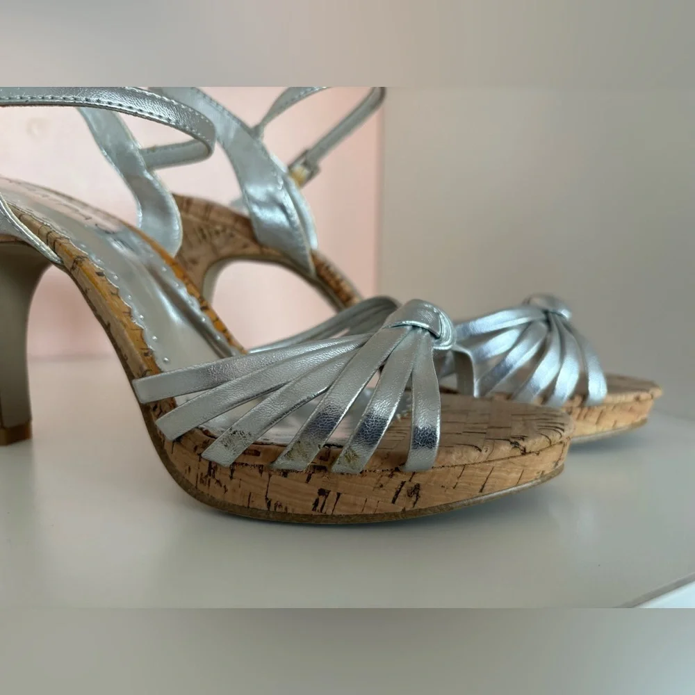 Rampage vintage Silver Strappy Heeled Sandals in size 7 1/2 M